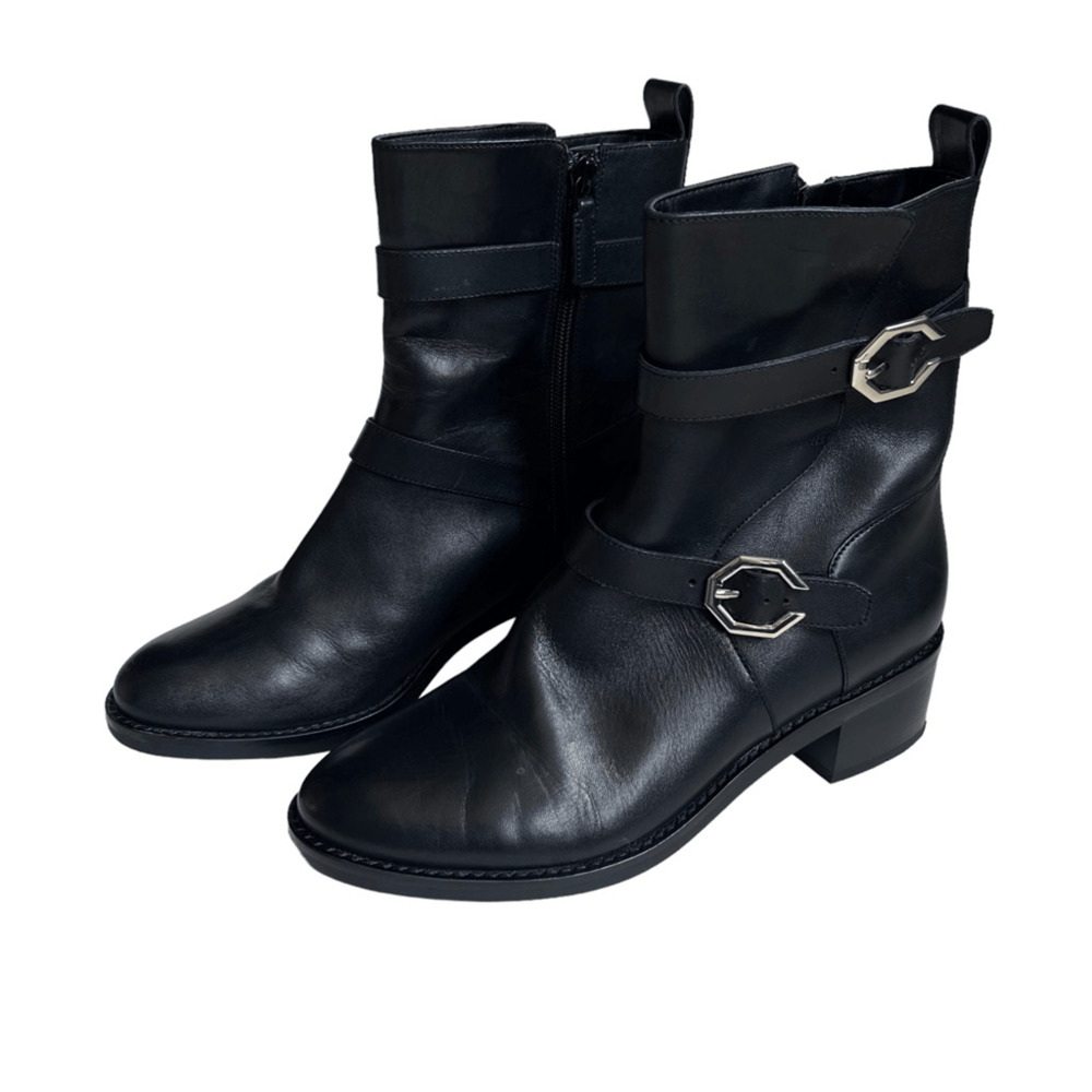 Cole Haan  Black Leather Grand 360 Moto Boot Double Buckle Size 7.5 - Picture 4 of 7